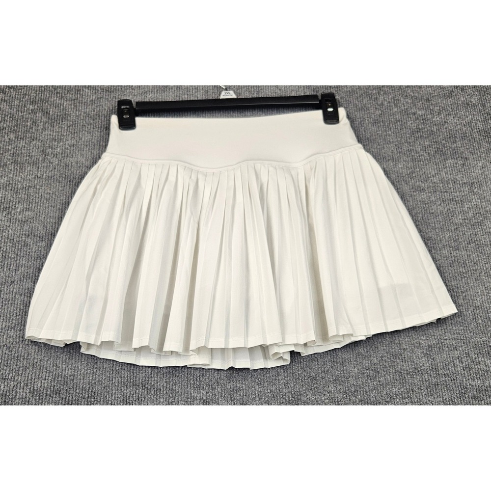 Ebb & Flow White Pleated Athletic Tennis Skort w/ Built-in Shorts L Athleisure